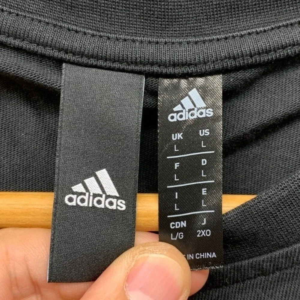 Adidas Graphic Multi Patch Long Sleeve T-Shirt Mens L Black Streetwear Crewneck